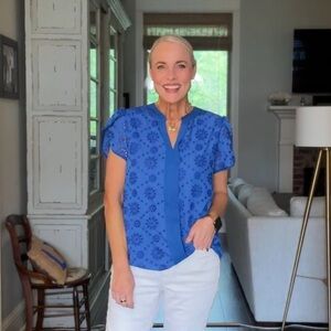 Blue Floral Women's Top